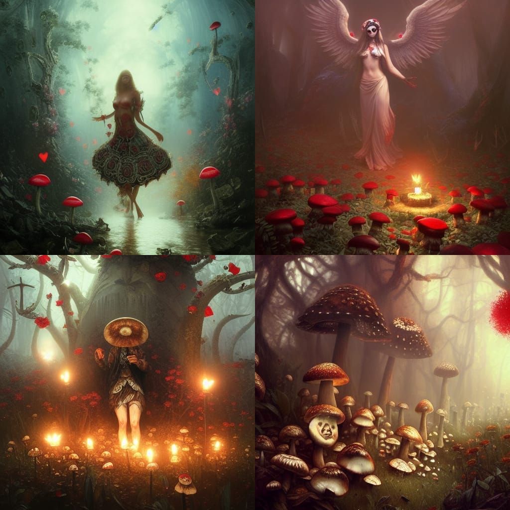 Dia de Los Muertos: Mushroom Paradise in Dark Fantasy Style
