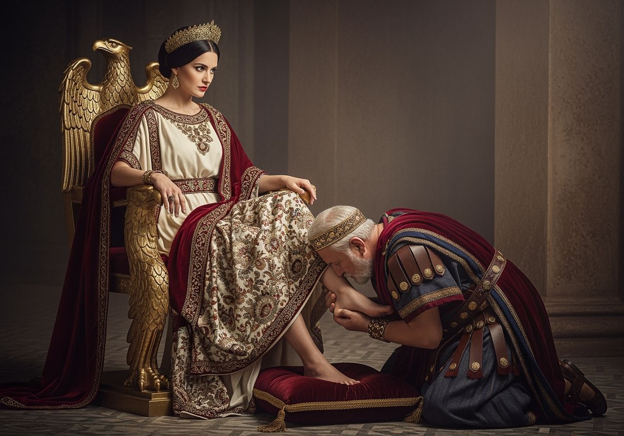 Roman Empress on Eagle Throne in Professional Photography St...