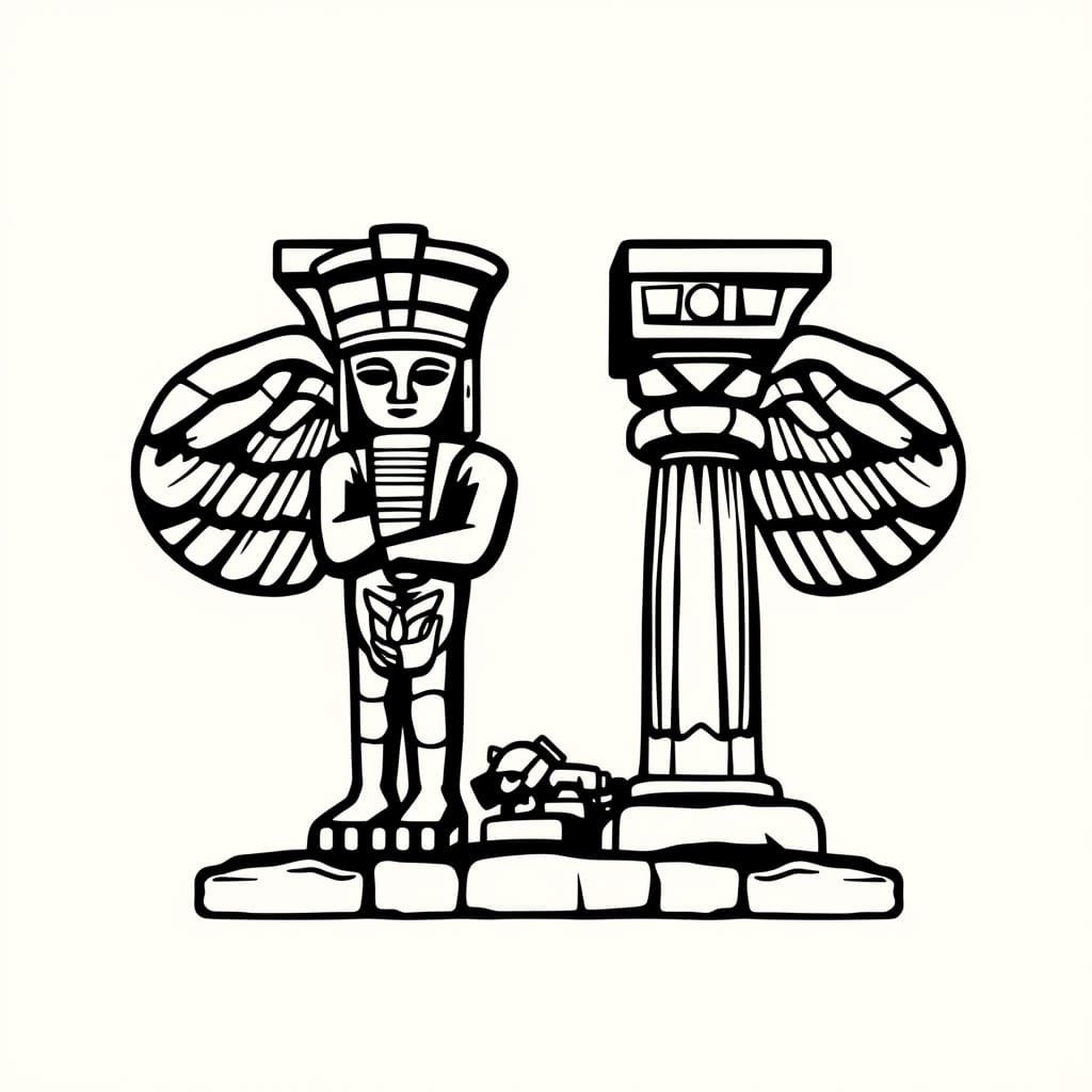 Apadana of Persepolis in Creative Logo Style
