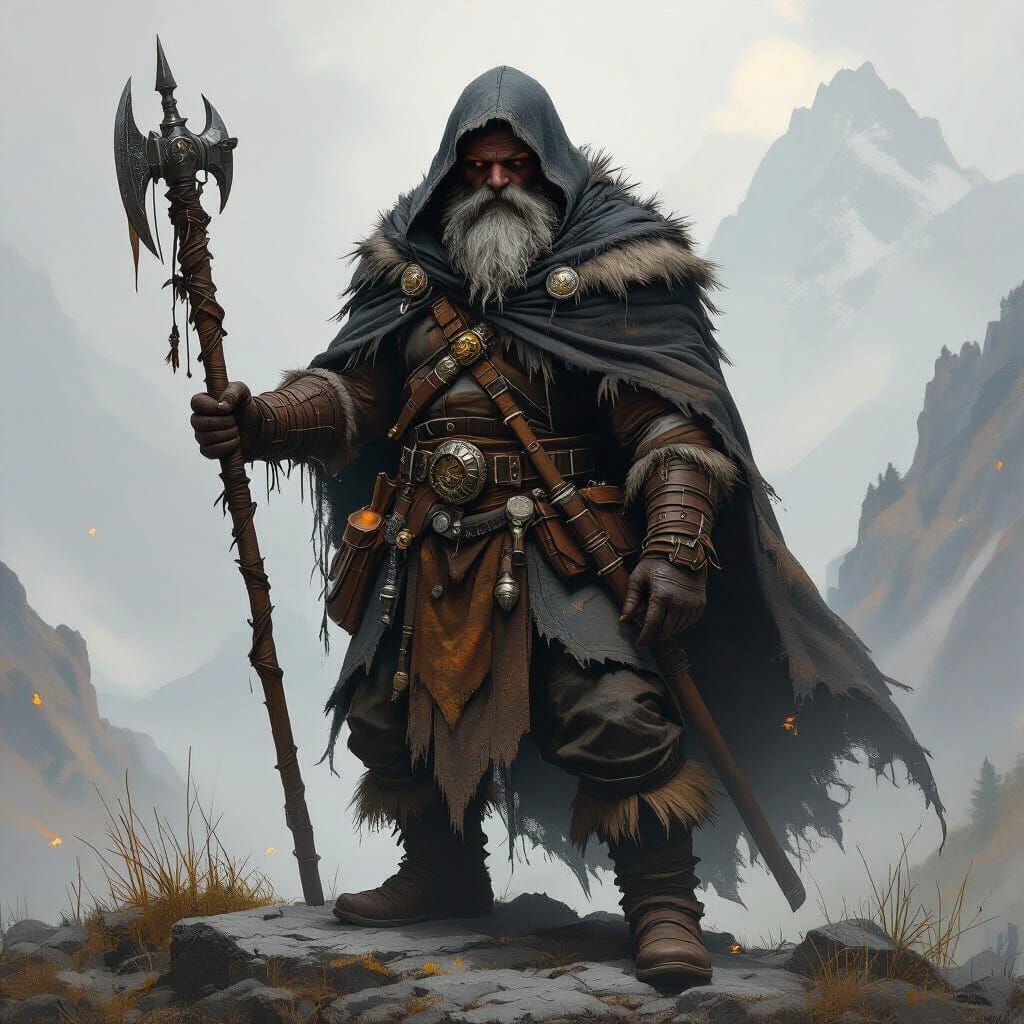 Mountain Dwarf Leader in Dark Fantasy Concept Art
