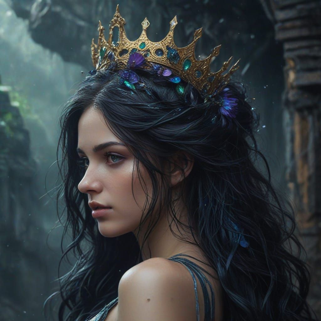 Ethereal Goddess Amidst Dystopian Ruins