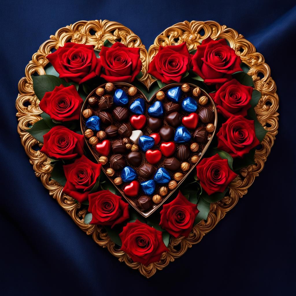 Chocolates and Roses in Geometric Bauhaus Style