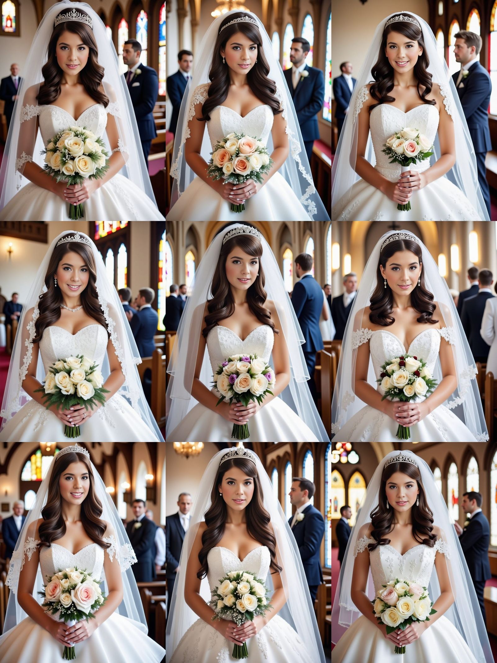 Elegant Bride in White Satin and Tulle Dress