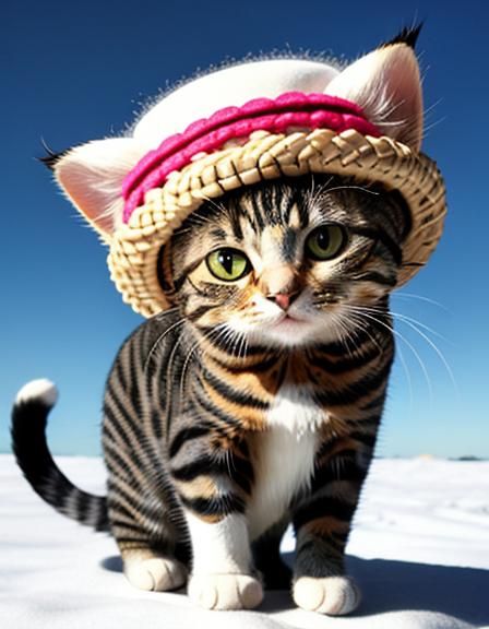 Cute Cat Wearing a Ridiculous Hat
