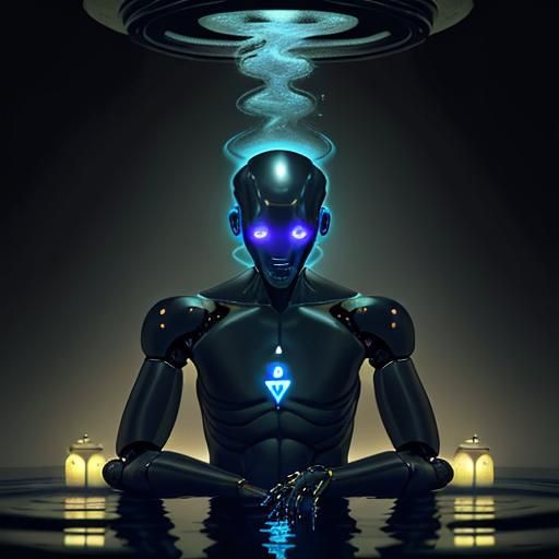 Sinister Robot Genie Emerges from Oil Can