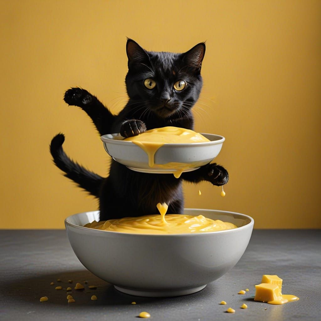 Black Cat's Custard Catastrophe: Leaping into Yellow