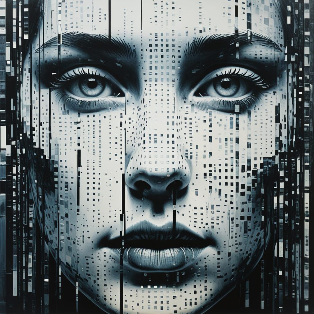 Face of Mirrored Fragments Reflecting Emotions