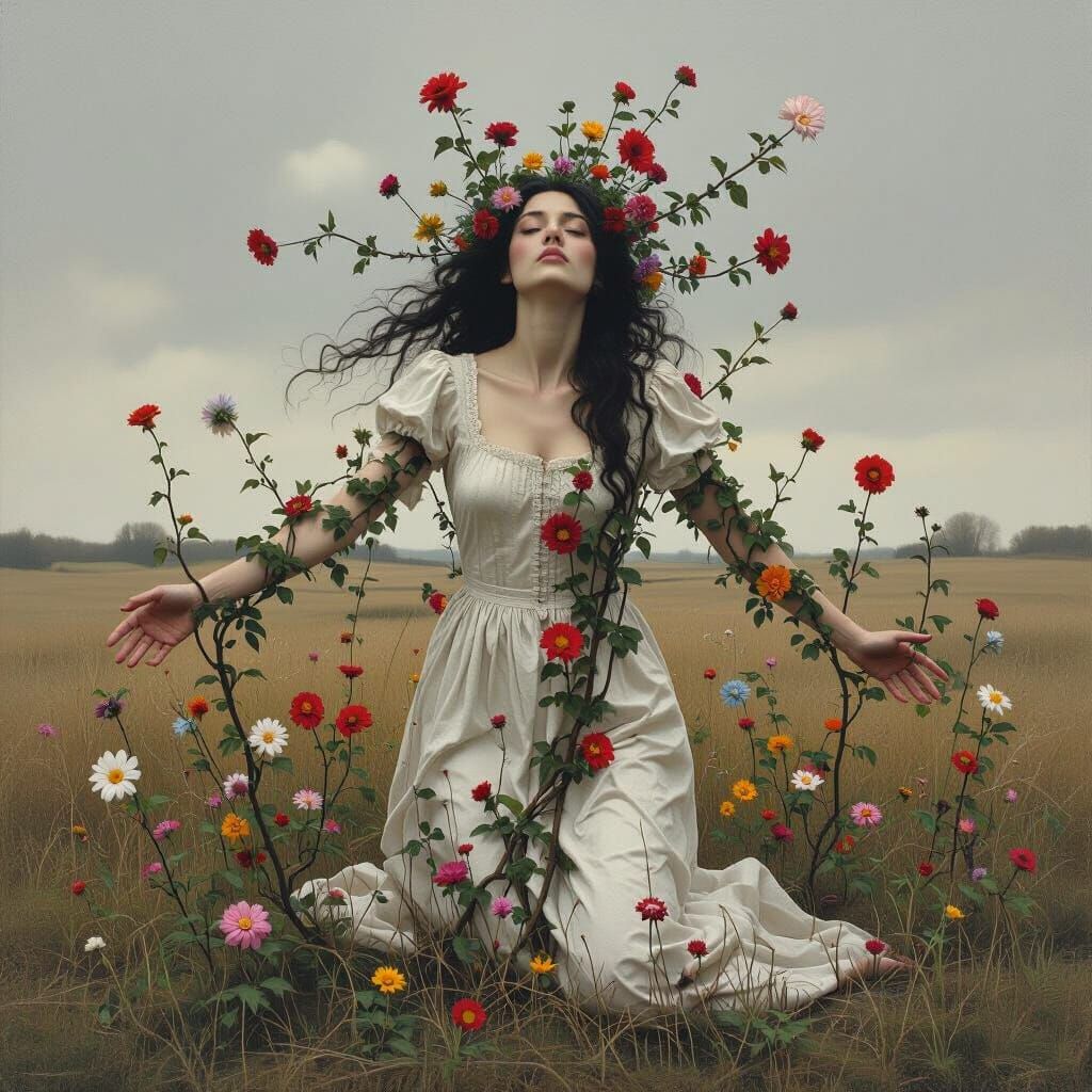 Floral Fusion in Wyeth Style: Anguish and Resilience