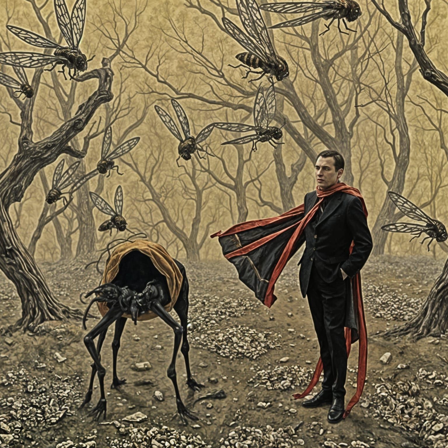 Surreal Action of Springflies in Psychedelic Style