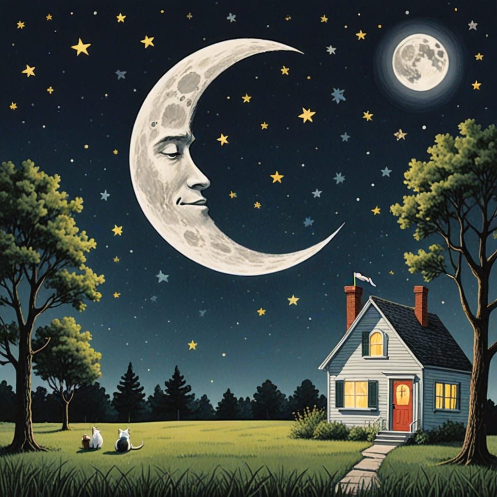 Dreamy Goodnight Moon AI Illustration