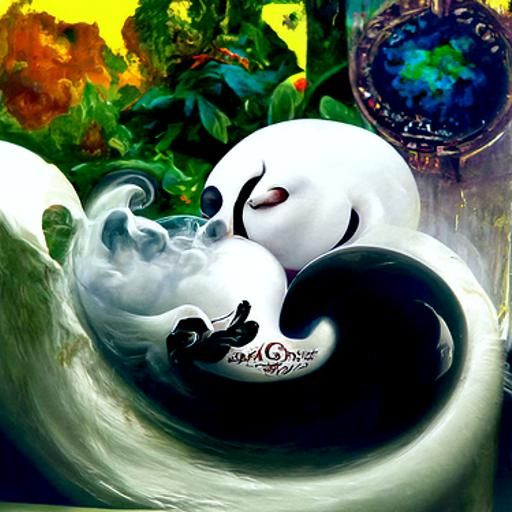 Ethereal Ying Yang in Dreamlike Landscape