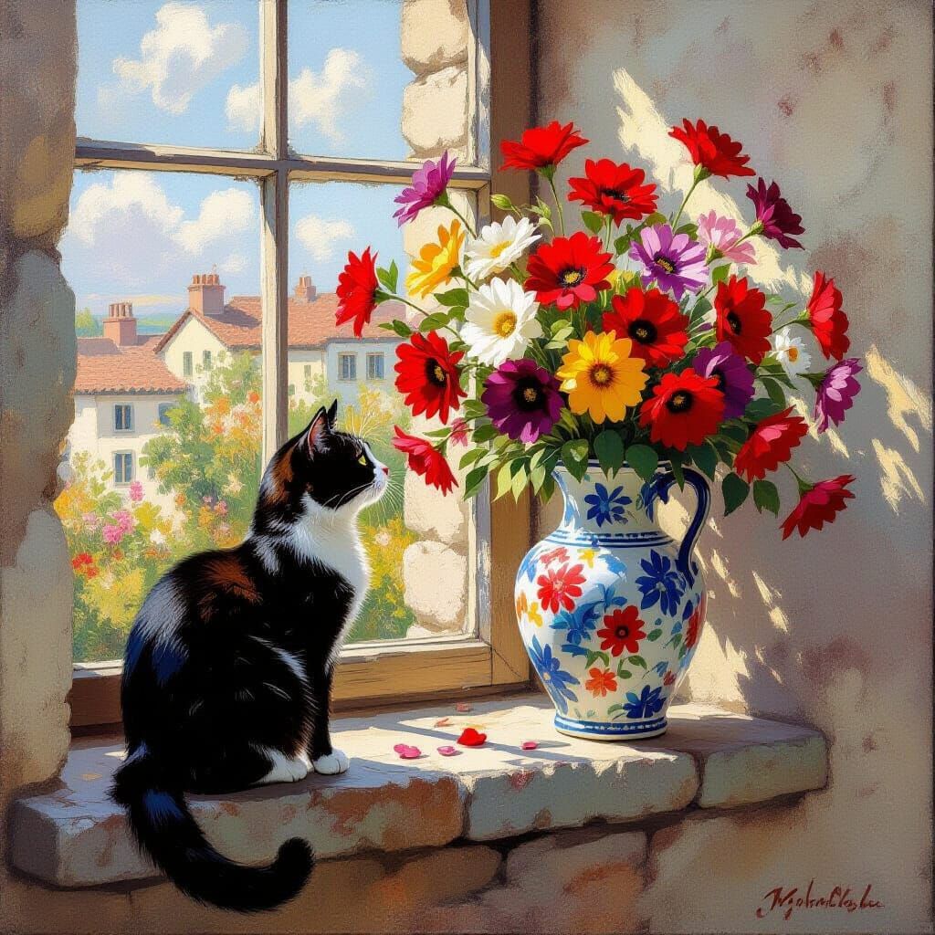 Cat on a Window Ledge