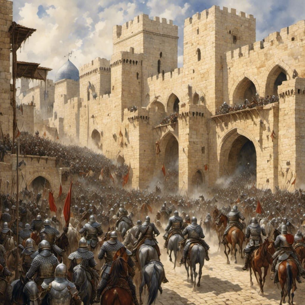 Crusader Knights at the gates of Jerusalem