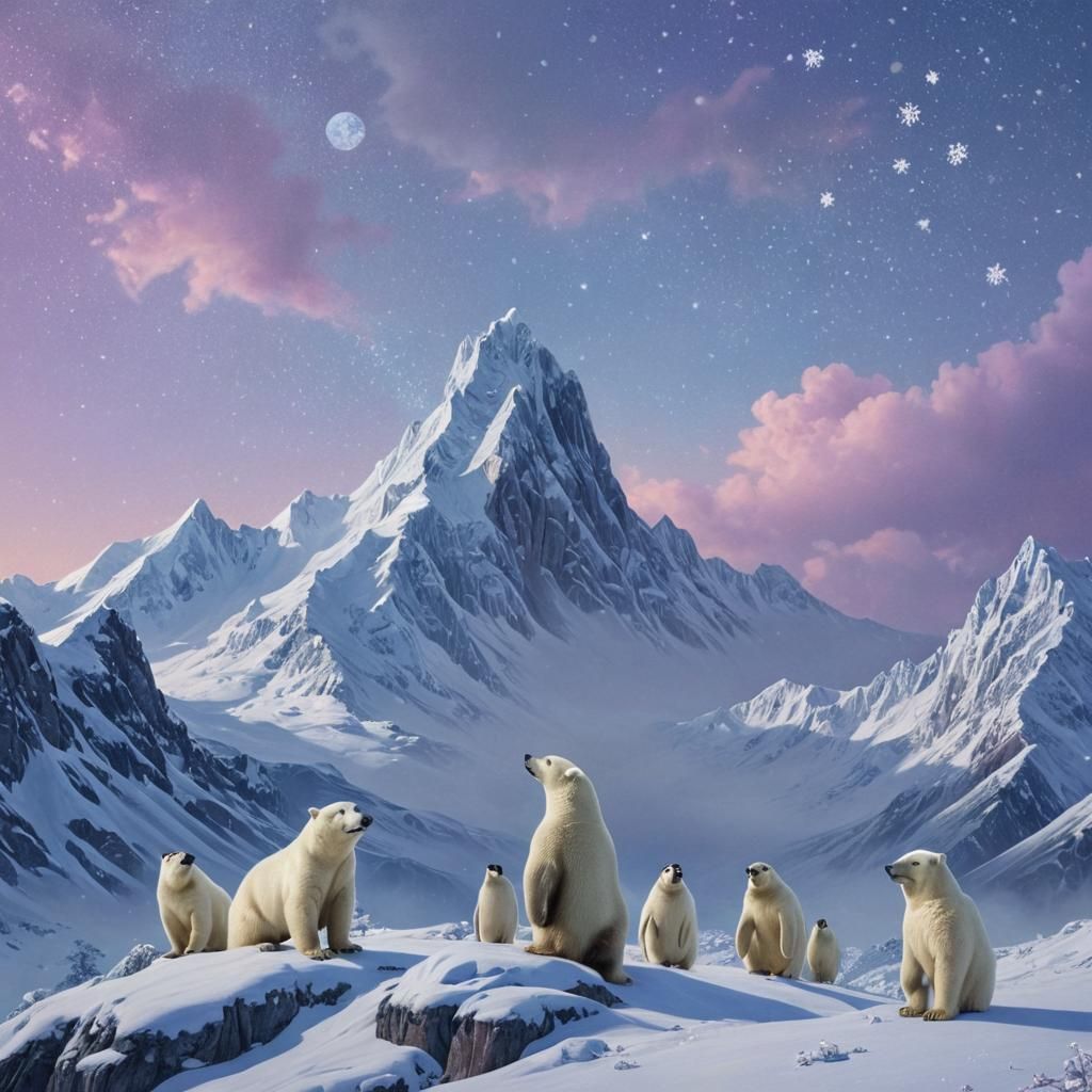 Polar Bears and Penguins in Dreamlike Surrealism