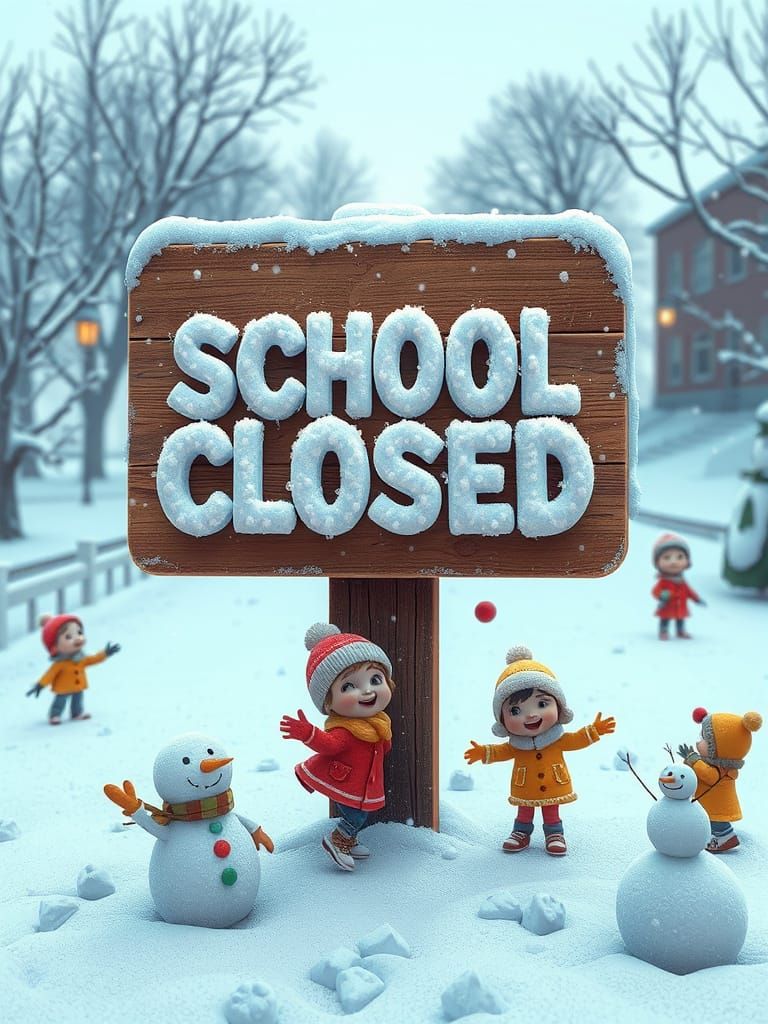School's Closed: A Joyful, 3D Rendered Winter Scene