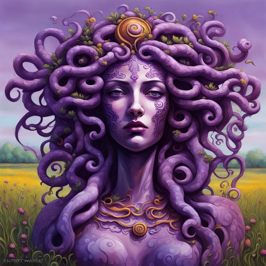 Medusa in a Magical Field: Digital Graffiti Art