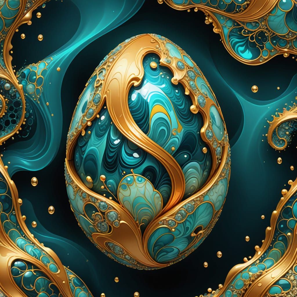 Ethereal Caribbean Egg in Glass, Diamond, and Gold