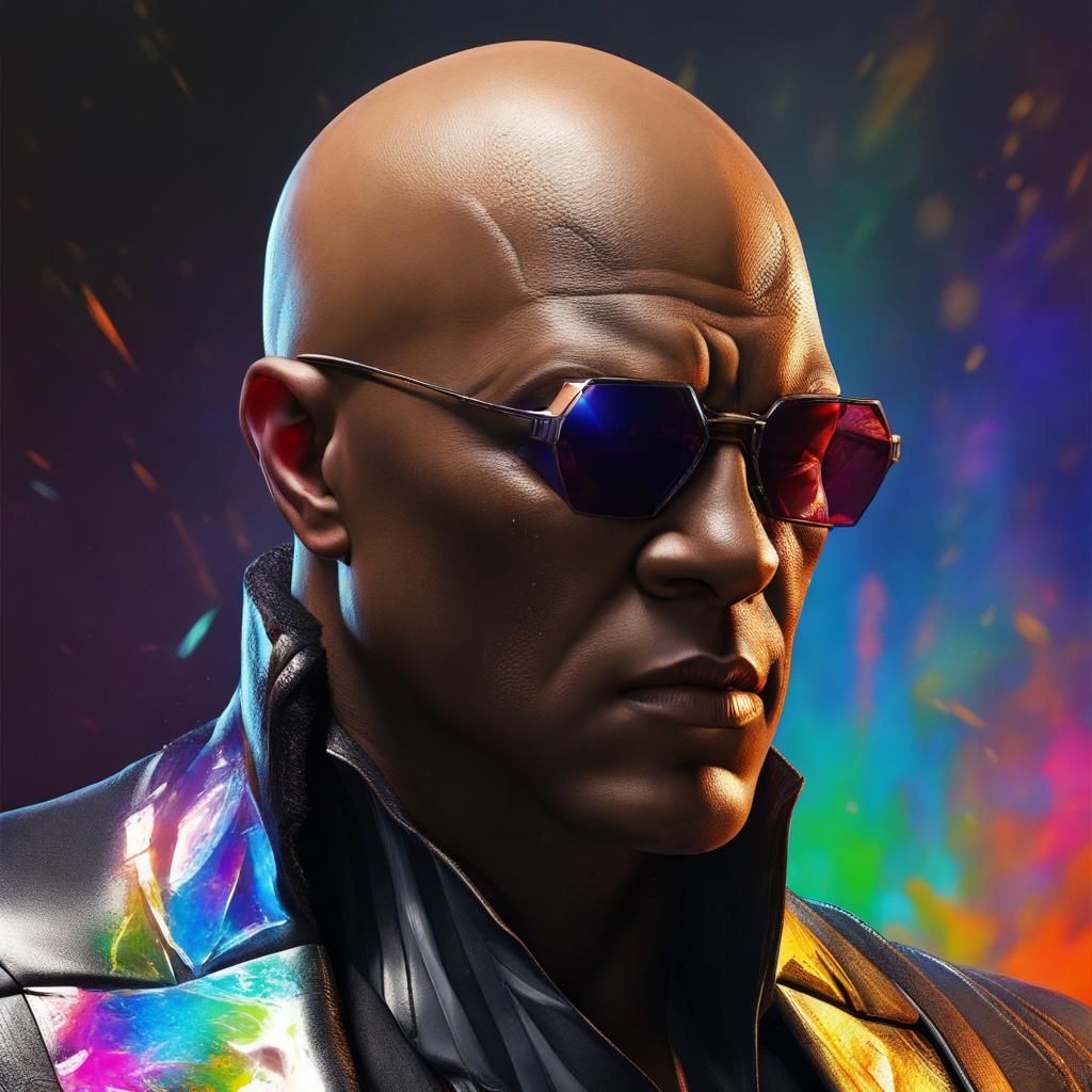 Hyperrealistic Morpheus Portrait in Splash Art Style