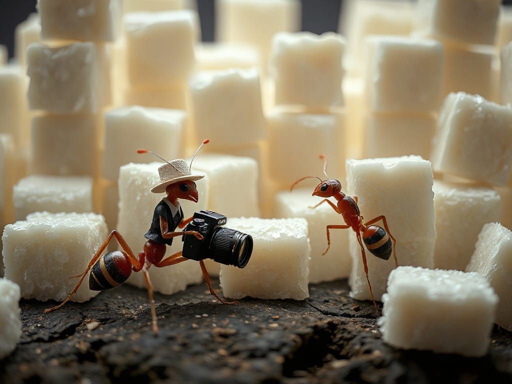 Ant Photographer in Surreal Photorealistic Scene