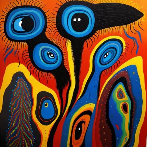 Surreal Pareidolia Faces in Abstract Aboriginal Art