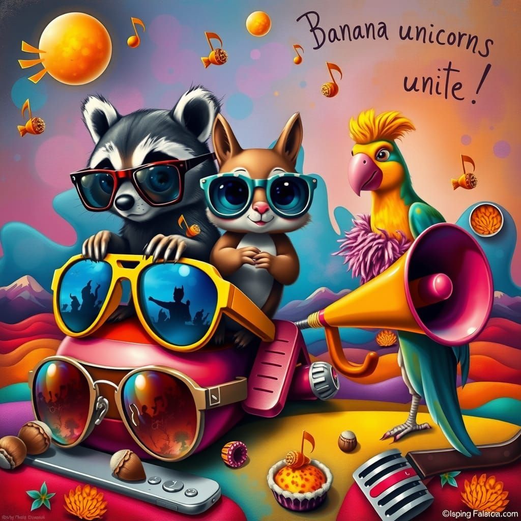 a humorous pop surrealist reimagining of the three monkeys, ...