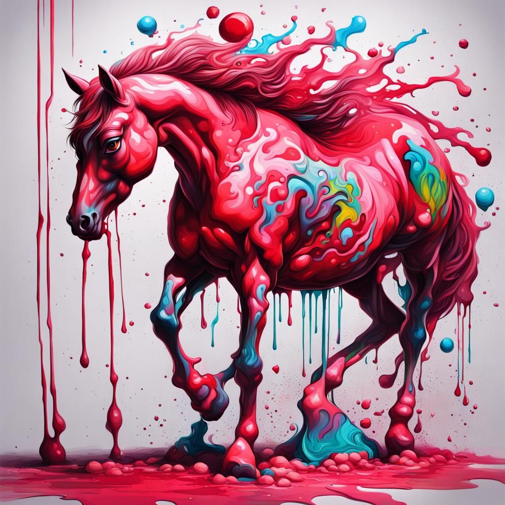 Strawberry Horse in Graffiti Splash Art Style