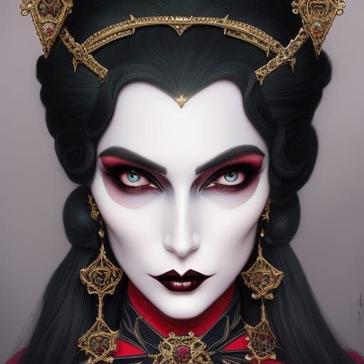 Cartoonish Gothic Portrait of a Beautiful Woman