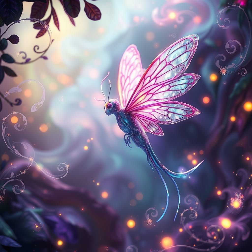 Mystical Sprite in Vibrant Dreamlike Environment