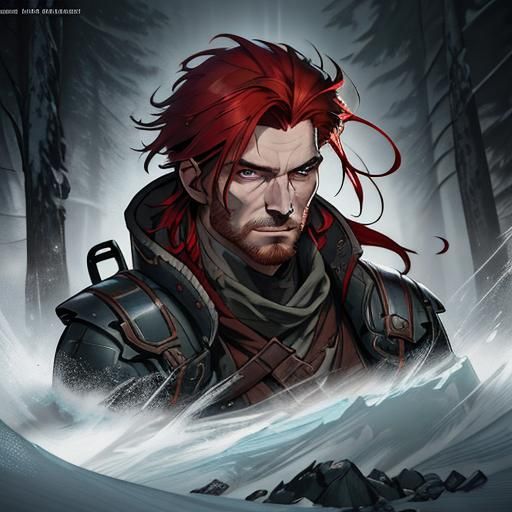 Red-Haired Man in Taiga, Hyperdetailed Art
