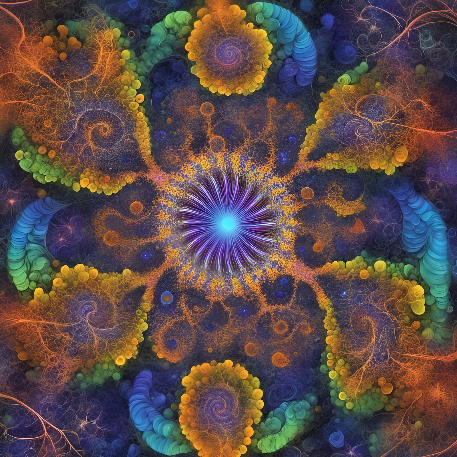 Microscopic Realm: A 4D Light Fractal Masterpiece