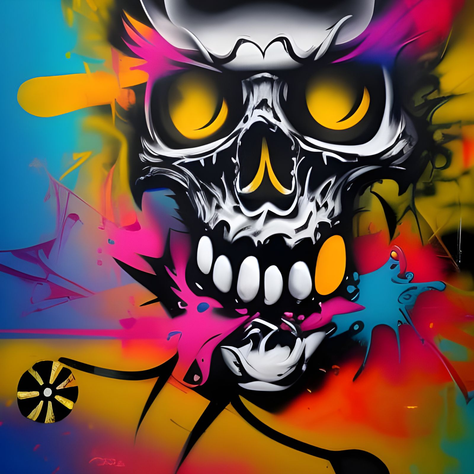 Jolly Roger Graffiti Art in Polychromatic Style