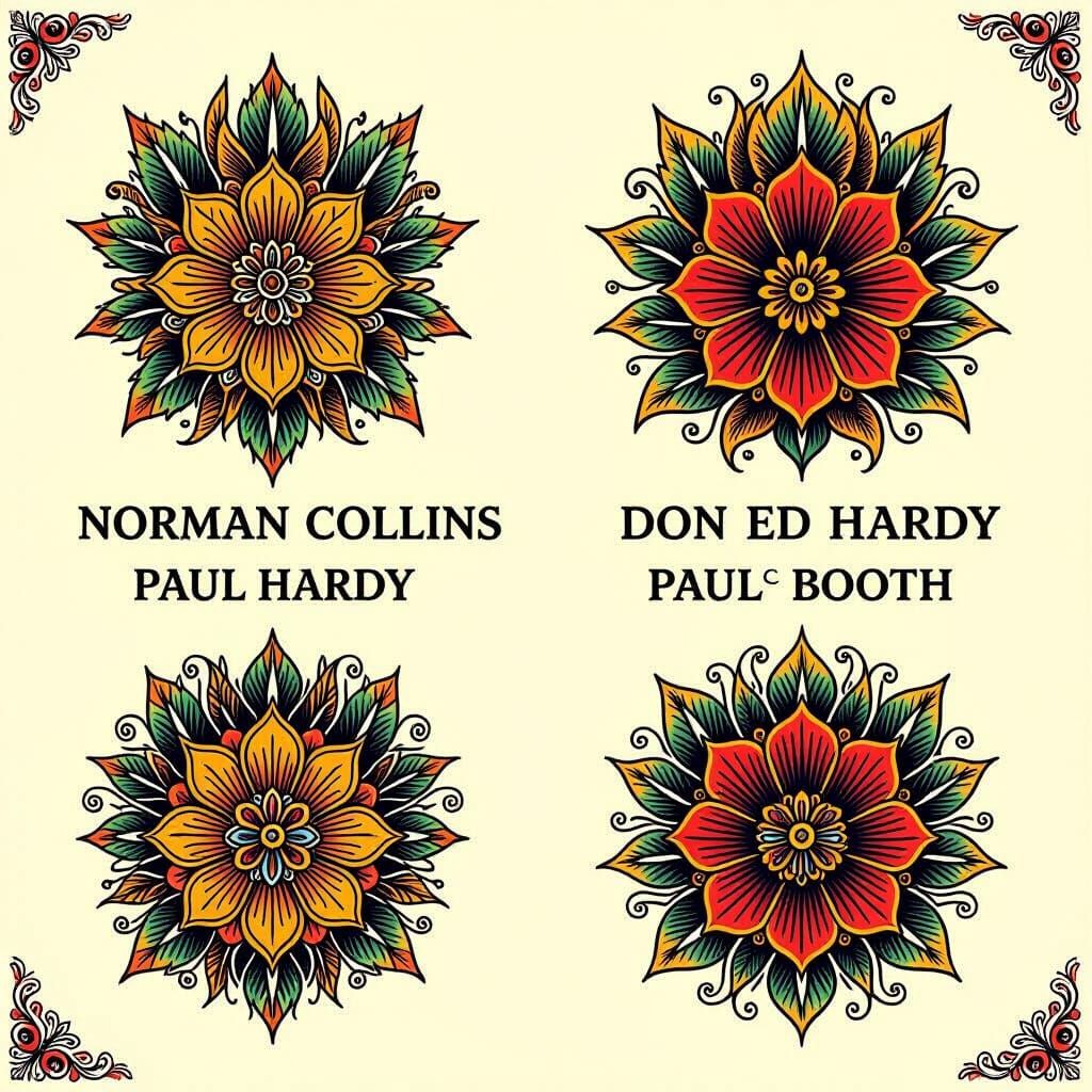 Vintage Tattoo Flash Sheets in Traditional Style