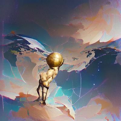 Celestial Atlas Holding Constellation: Digital Art