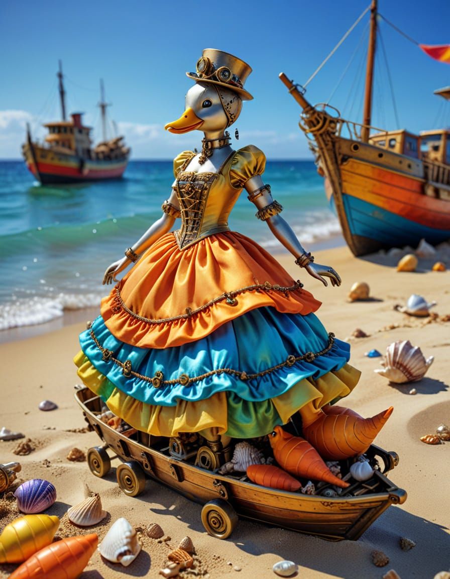 Steampunk Beach Vacation with Carrot in Silk Dress