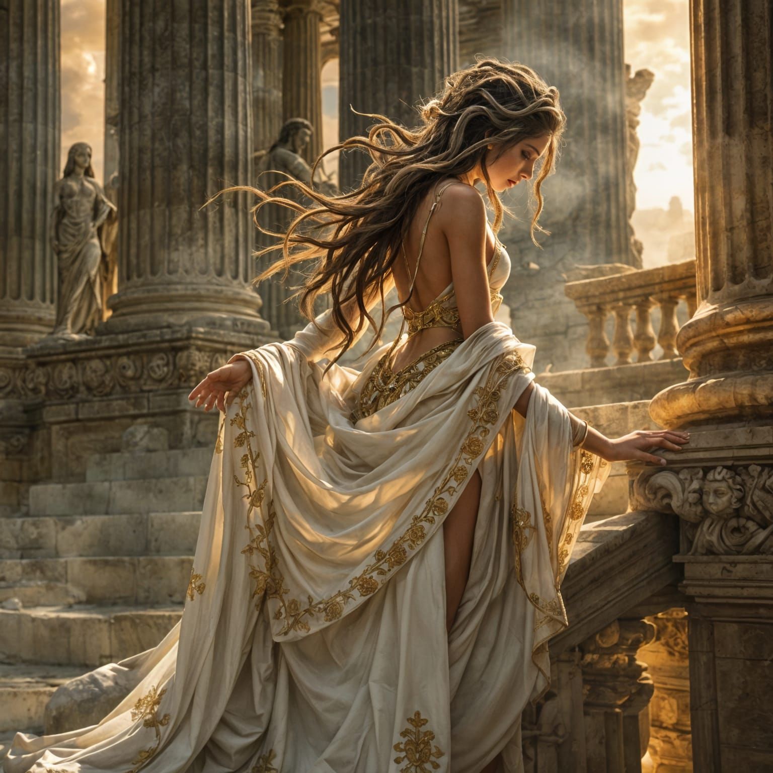 Medusa Priestess Tending to Minerva's Temple in Ancient Gree...