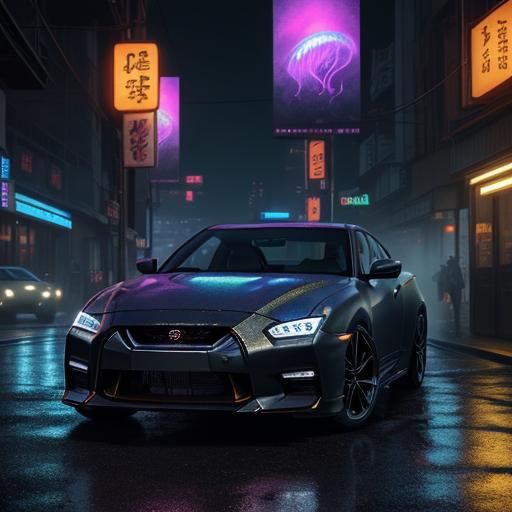 Nissan Skyline in Neon Cityscape