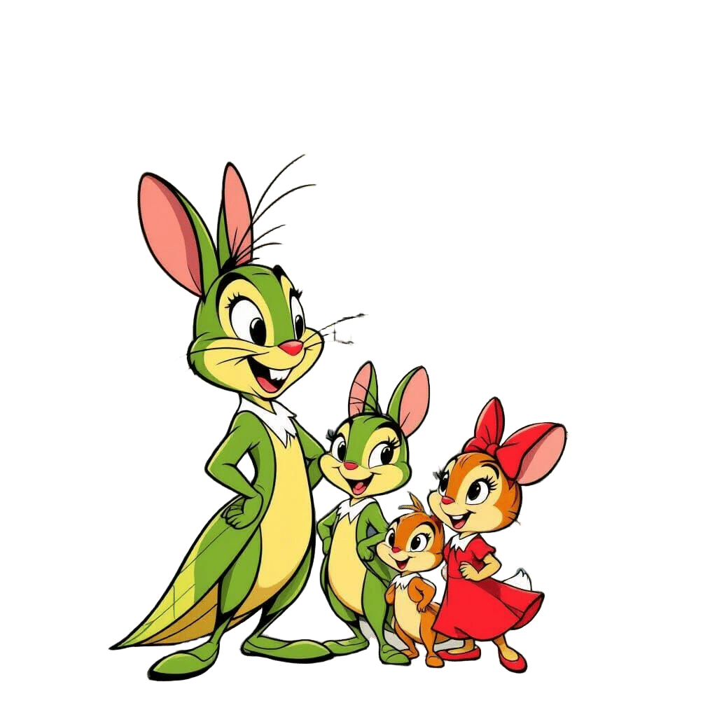 Disney Cricket Family with NYC Background in Whimsical Style