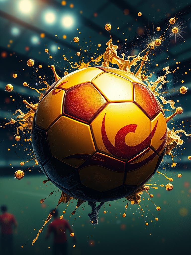 Hyperrealistic Football in Vibrant Colors as Kandinsky-Inspi...