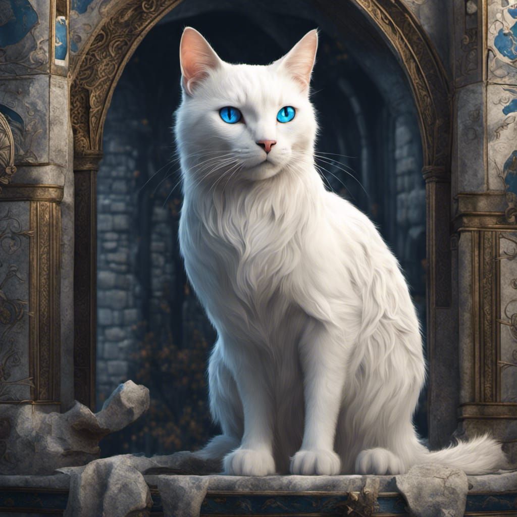 Medieval Portrait of a White Cat