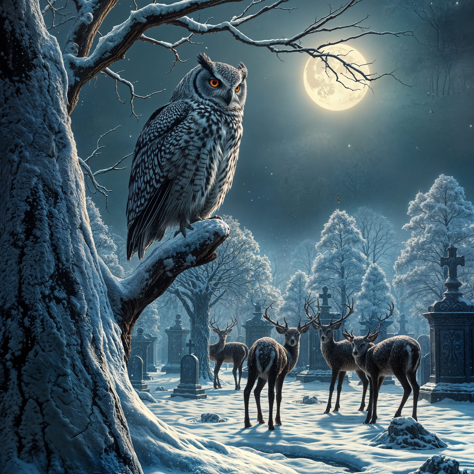 Moonlit Forest Portrait in Triadic Colors