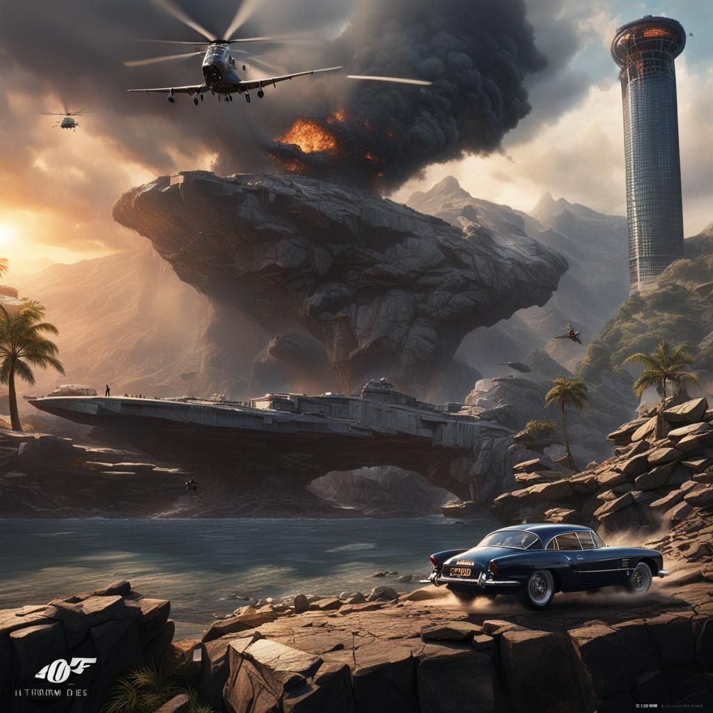 James Bond Action Scene: Detailed Matte Painting