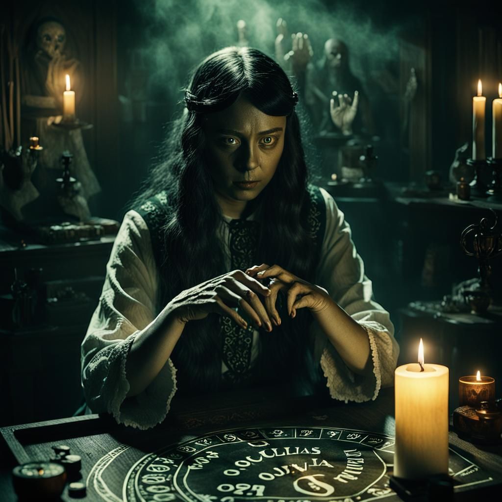 Eerie Ouija Board Séance in Dark Academia Style