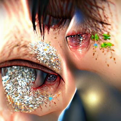 Glitter Tears: Hyperrealistic Eye Close-up in 8K