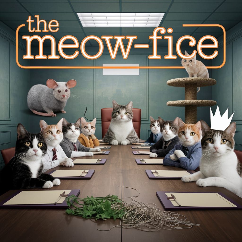 Quirky Feline Office Shenanigans in The Meow-fice Style