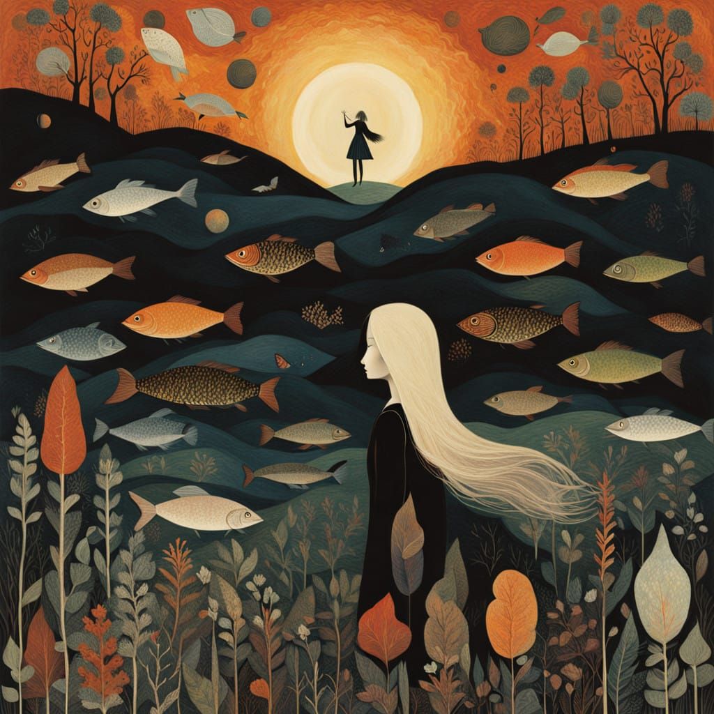 Glowing Creatures in Bio Art Collage