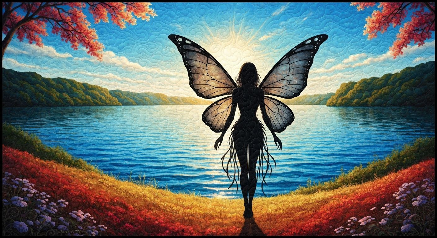 Dark Fairy with Translucent Wings Quilt