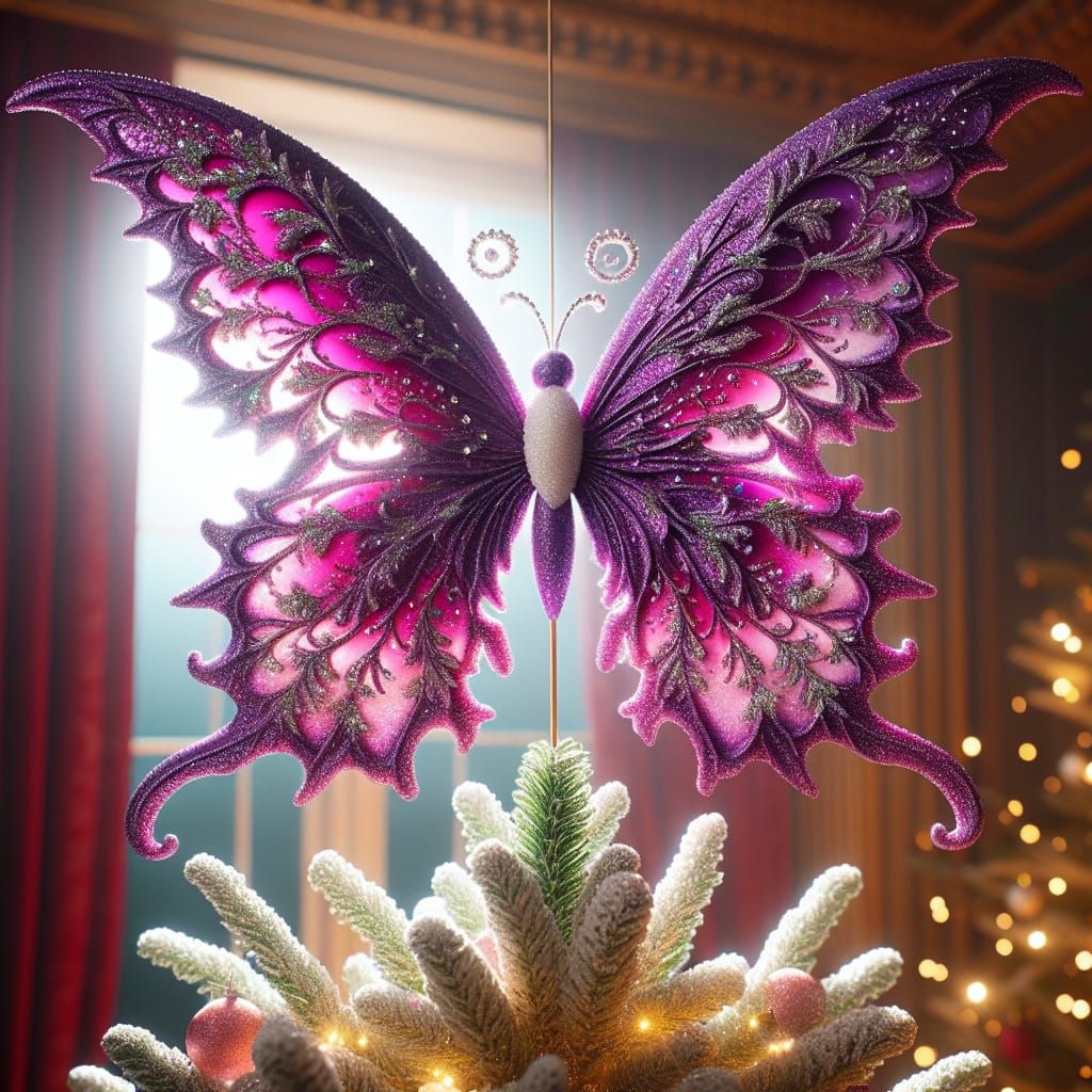 Radiant Purple Butterfly Christmas Tree Topper