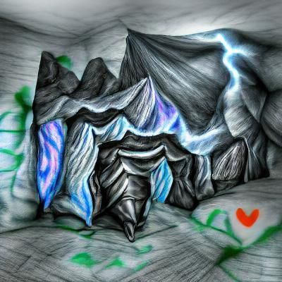 Mountain Cave: Radiant Cel-Shaded 3D Stock Photo