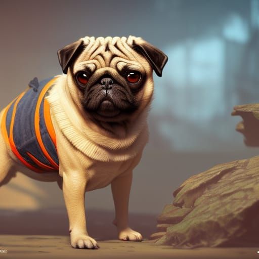 Hyperdetailed Pug Concept Art in 8k Resolution