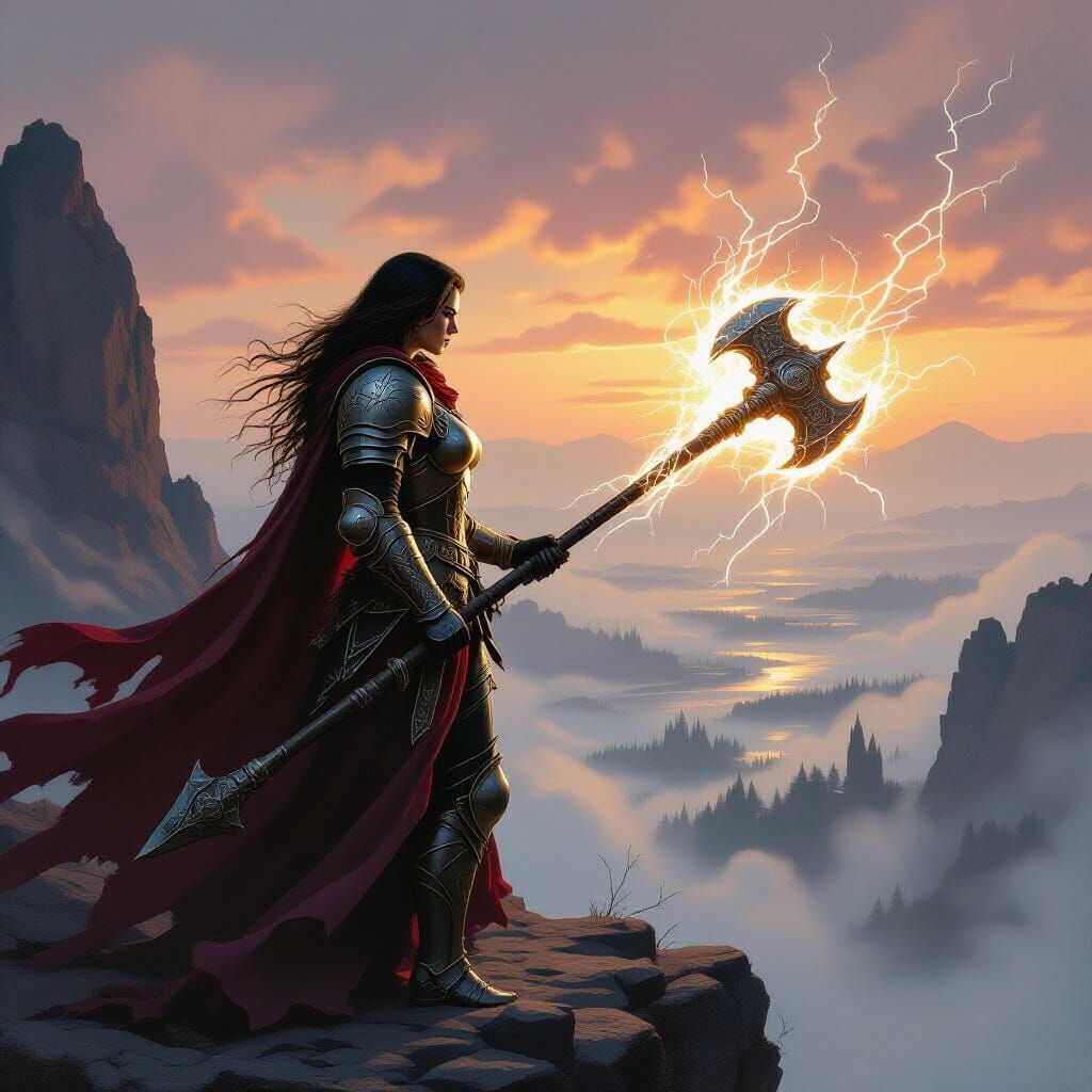 Heroic Knight Overlooking Battlefield in Gritty Realism